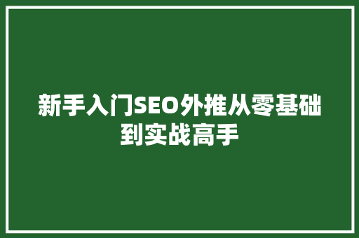 新手入门SEO外推从零基础到实战高手