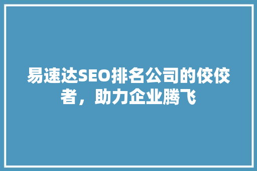 易速达SEO排名公司的佼佼者，助力企业腾飞