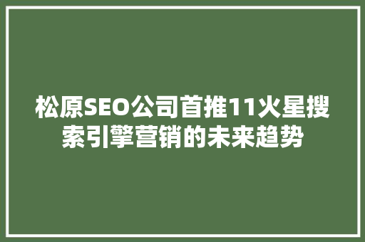 松原SEO公司首推11火星搜索引擎营销的未来趋势