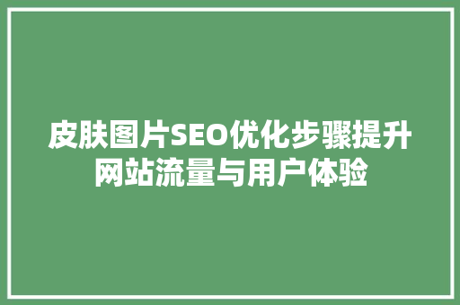 皮肤图片SEO优化步骤提升网站流量与用户体验