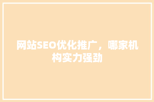 网站SEO优化推广，哪家机构实力强劲