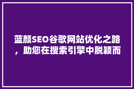 蓝颜SEO谷歌网站优化之路，助您在搜索引擎中脱颖而出
