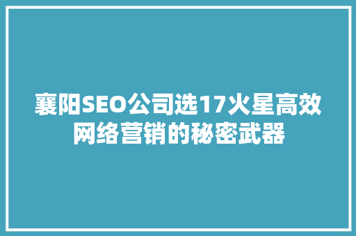 襄阳SEO公司选17火星高效网络营销的秘密武器