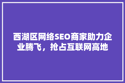 西湖区网络SEO商家助力企业腾飞，抢占互联网高地