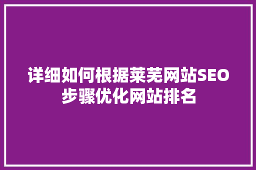 详细如何根据莱芜网站SEO步骤优化网站排名