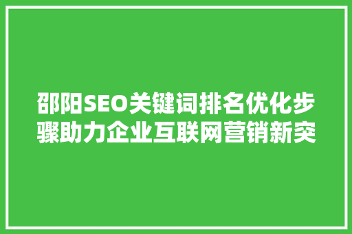 邵阳SEO关键词排名优化步骤助力企业互联网营销新突破