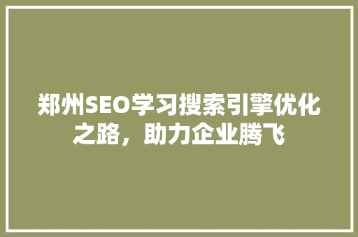 郑州SEO学习搜索引擎优化之路，助力企业腾飞