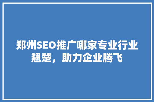 郑州SEO推广哪家专业行业翘楚，助力企业腾飞
