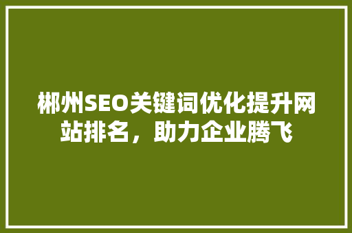 郴州SEO关键词优化提升网站排名，助力企业腾飞