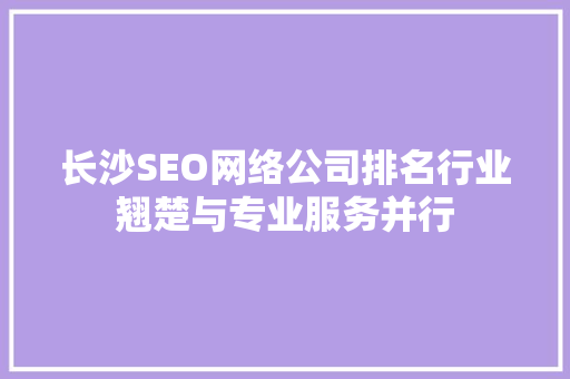 长沙SEO网络公司排名行业翘楚与专业服务并行