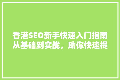 香港SEO新手快速入门指南从基础到实战，助你快速提升网站排名