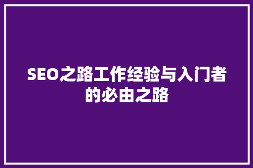 SEO之路工作经验与入门者的必由之路