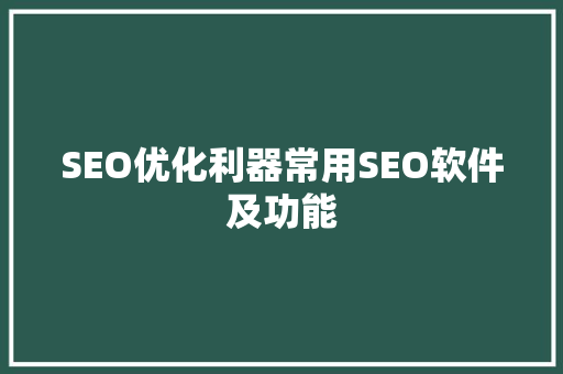 SEO优化利器常用SEO软件及功能