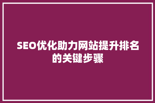 SEO优化助力网站提升排名的关键步骤