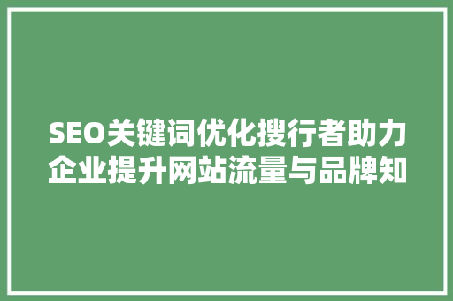 SEO关键词优化搜行者助力企业提升网站流量与品牌知名度