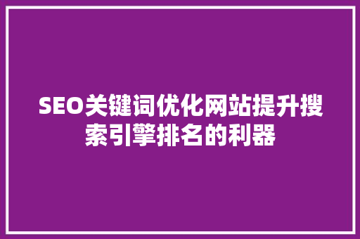 SEO关键词优化网站提升搜索引擎排名的利器