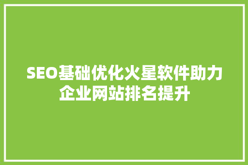 SEO基础优化火星软件助力企业网站排名提升