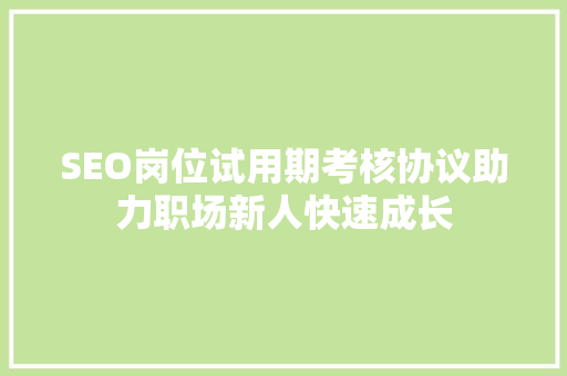 SEO岗位试用期考核协议助力职场新人快速成长