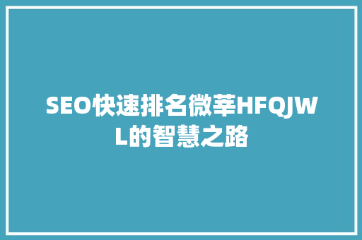 SEO快速排名微莘HFQJWL的智慧之路
