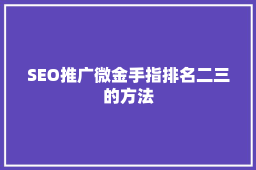 SEO推广微金手指排名二三的方法