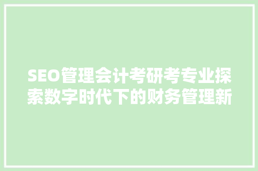 SEO管理会计考研考专业探索数字时代下的财务管理新领域
