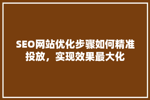 SEO网站优化步骤如何精准投放，实现效果最大化