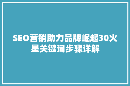 SEO营销助力品牌崛起30火星关键词步骤详解