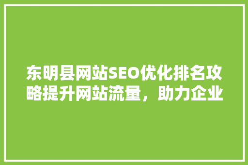 东明县网站SEO优化排名攻略提升网站流量，助力企业腾飞