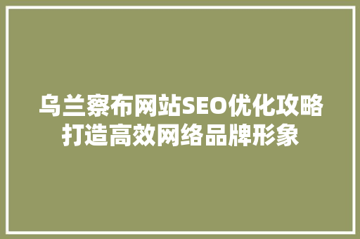 乌兰察布网站SEO优化攻略打造高效网络品牌形象