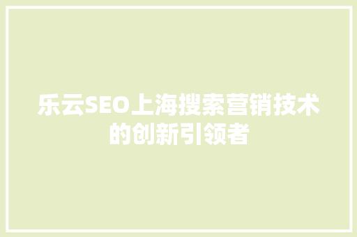 乐云SEO上海搜索营销技术的创新引领者