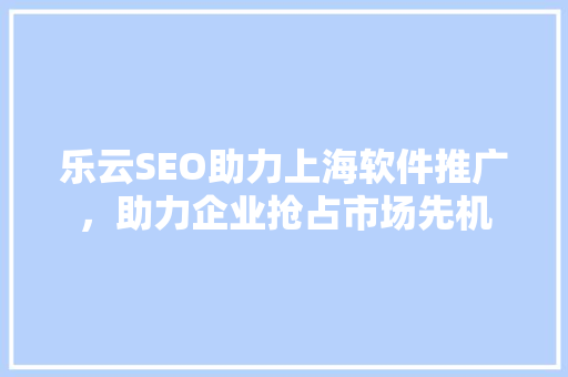 乐云SEO助力上海软件推广，助力企业抢占市场先机