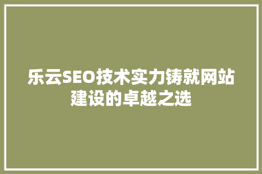 乐云SEO技术实力铸就网站建设的卓越之选