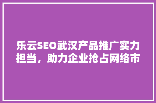 乐云SEO武汉产品推广实力担当，助力企业抢占网络市场制高点