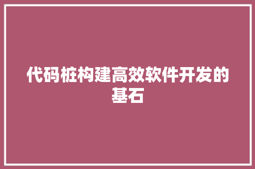 代码桩构建高效软件开发的基石