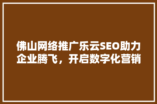 佛山网络推广乐云SEO助力企业腾飞，开启数字化营销新篇章
