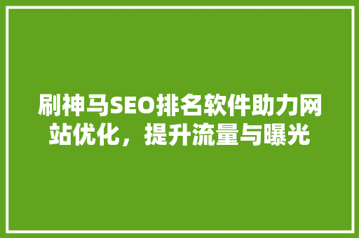 刷神马SEO排名软件助力网站优化，提升流量与曝光