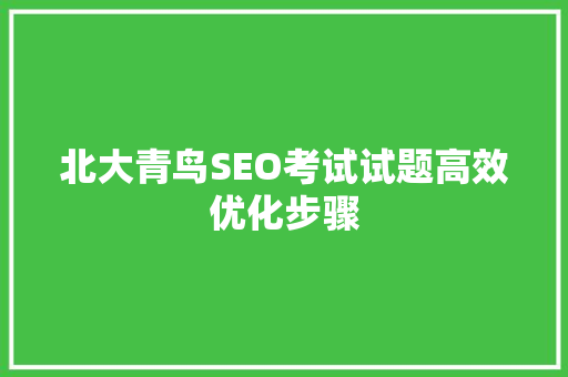 北大青鸟SEO考试试题高效优化步骤