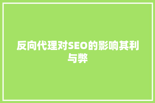 反向代理对SEO的影响其利与弊