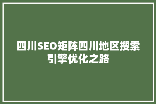 四川SEO矩阵四川地区搜索引擎优化之路