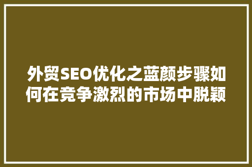 外贸SEO优化之蓝颜步骤如何在竞争激烈的市场中脱颖而出