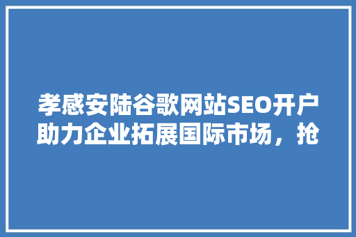 孝感安陆谷歌网站SEO开户助力企业拓展国际市场，抢占全球商机
