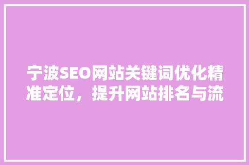 宁波SEO网站关键词优化精准定位，提升网站排名与流量