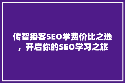 传智播客SEO学费价比之选，开启你的SEO学习之旅
