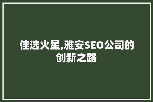 佳选火星,雅安SEO公司的创新之路