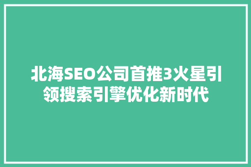 北海SEO公司首推3火星引领搜索引擎优化新时代