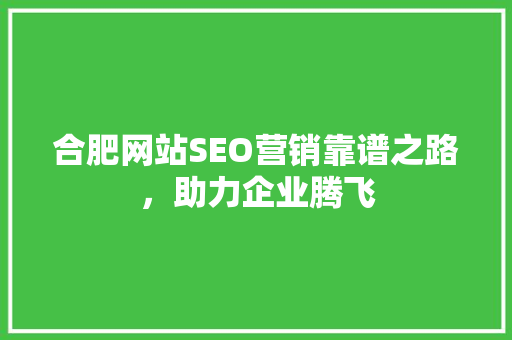 合肥网站SEO营销靠谱之路，助力企业腾飞