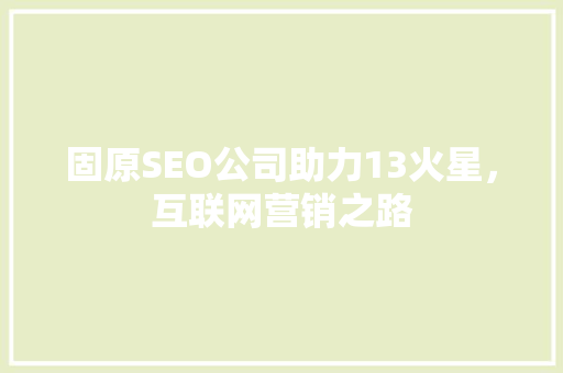 固原SEO公司助力13火星，互联网营销之路