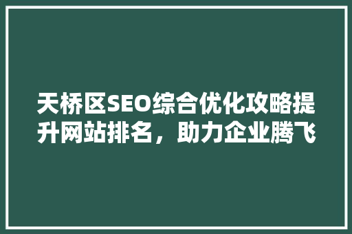 天桥区SEO综合优化攻略提升网站排名，助力企业腾飞