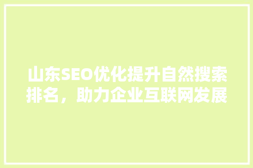 山东SEO优化提升自然搜索排名，助力企业互联网发展