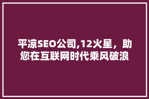 平凉SEO公司,12火星，助您在互联网时代乘风破浪